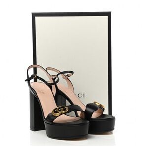 GUCCI Leather Marmont Platform Sandals 85 - Size 39